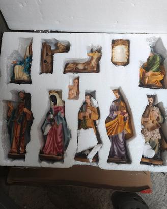 Presepe Completo 11 Pezzi Resina 20cm Dipinti