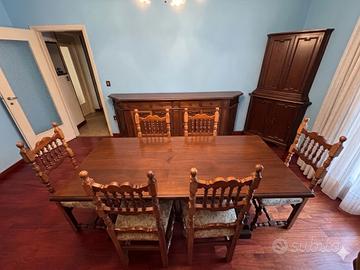 Arredo sala vintage in noce massello fine anni '70