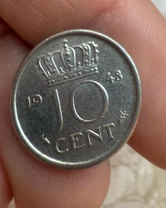 Moneta 10 Cent 1948 Paesi Bassi