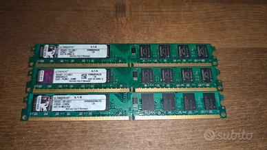 RAM KVR Kingston LP 3 banchi da 2GB l'uno