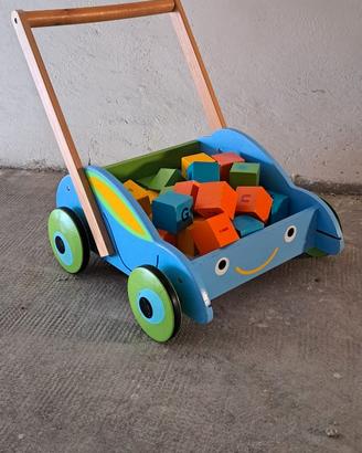 Gioco legno carrello cubetti