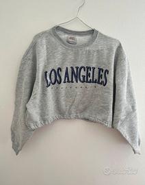 Felpa cropped grigia "Los Angeles"