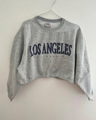Felpa cropped grigia "Los Angeles"