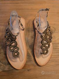 Infradito donna serpente oro beige 40