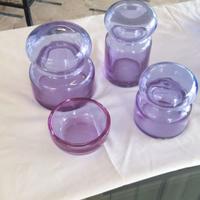 set di vasi in cristallo lilla
