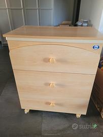 Fasciatoio con vaschetta e rotelle