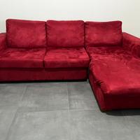 DIVANO LETTO ANGOLARE ROSSO