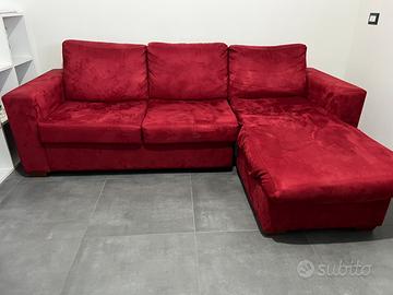 DIVANO LETTO ANGOLARE ROSSO