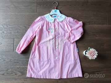 Grembiule scuola materna rosa e bianco a quadretti