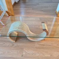 tavolino da salotto, base in pietra scolpita