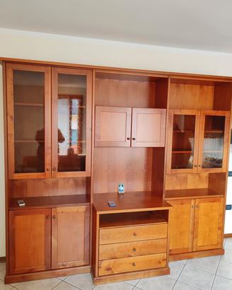 Parete attrezzata in VERO Ciliegio Massello