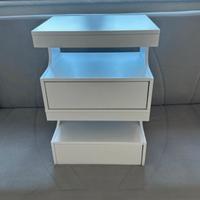 Coppia di comodini bianchi sospesi 40x30x29.2 cm