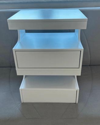 Coppia di comodini bianchi sospesi 40x30x29.2 cm