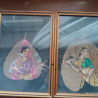 Due dipinti su foglia India.