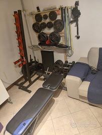 Set pesi/panca romana per palestra in casa
