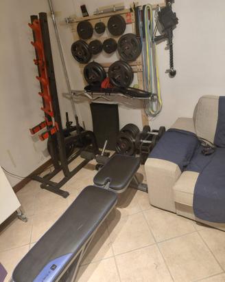 Set pesi/panca romana per palestra in casa