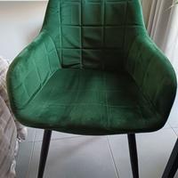 Sedia Poltroncina in Velluto Verde Design Moderno