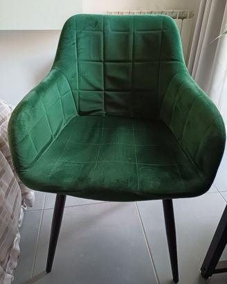 Sedia Poltroncina in Velluto Verde Design Moderno