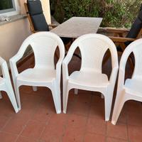 4 Sedie giardino plastica bianche