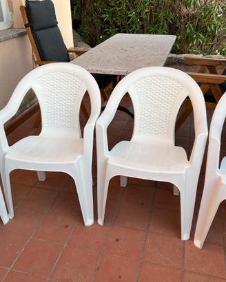 4 Sedie giardino plastica bianche