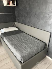 Letto Moretti 1 piazza, con contenitore, pelle