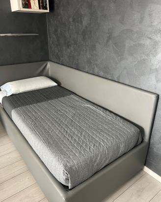 Letto Moretti 1 piazza, con contenitore, pelle