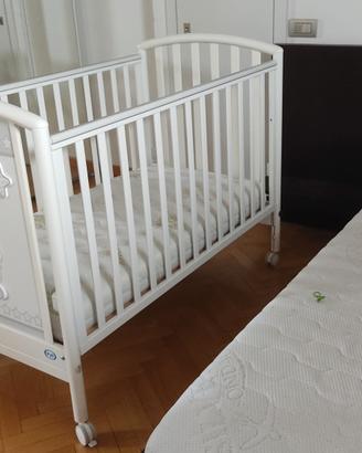 Lettino Culla PALI Birba Bianco con Materasso 