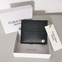 Calvin Klein portacarte in pelle con logo NUOVO 