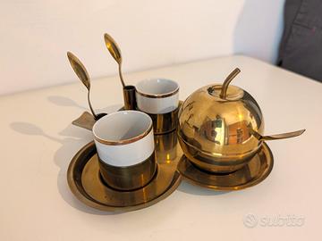 servizio caffè morinox ottone vintage con scatola