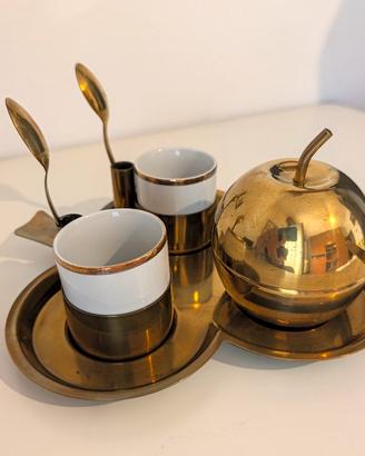 servizio caffè morinox ottone vintage con scatola