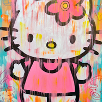 Dillon Boy vs Hello Kitty dipinto a mano originale