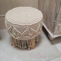 pouf macramè beige