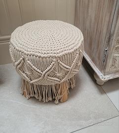 pouf macramè beige