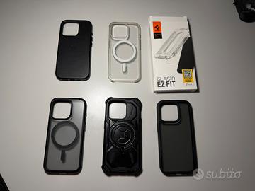 Iphone 15 pro 5 cover due originali apple + vetro