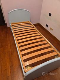 letto singolo legno celeste con rete 80x190
