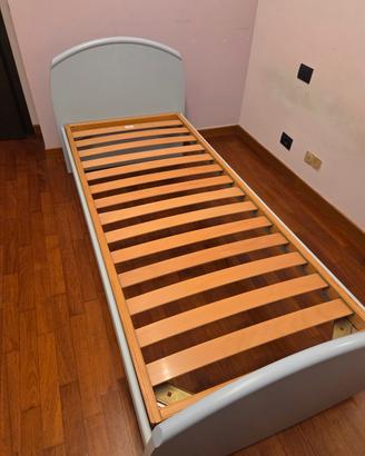 letto singolo legno celeste con rete 80x190