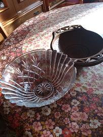 Portafrutta vintage legno e vetro 