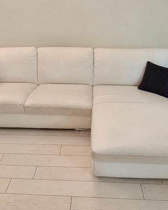 Divano Chateau d’Ax in pelle con chaise longue