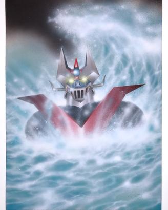 GRANDE MAZINGA disegno ad aerografo