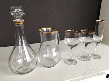 Servizio bicchieri cristallo con bordo in oro