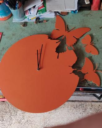 Butterfly arancio con kit 3 farfalle orologio