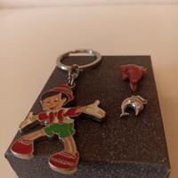 portachiavi con Pinocchio più 2 ciondolini