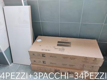 Piastrelle bianche lucide 25x60 cm – 34 pezzi