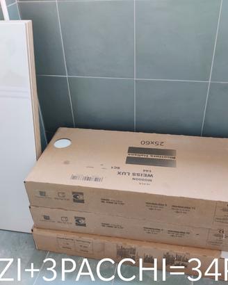 Piastrelle bianche lucide 25x60 cm – 34 pezzi