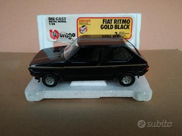 Modello auto fiat ritmo abarth gold black burago