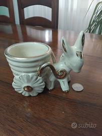 asinello con carretto ceramica vintage 