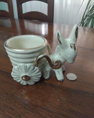 asinello con carretto ceramica vintage 