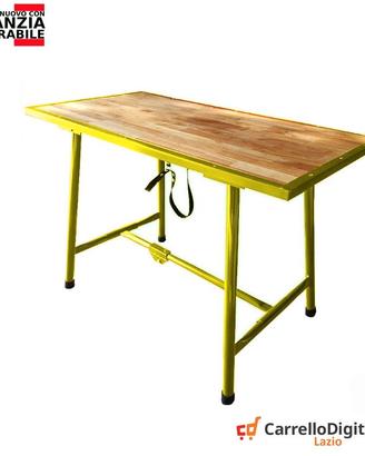 Tavolo lavoro pieghevole legno e acciaioGiallo