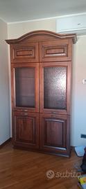 Salotto Completo in Legno Massiccio Noce e Bianco 