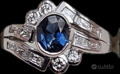 ANELLO ORO ZAFFIRO DIAMANTI